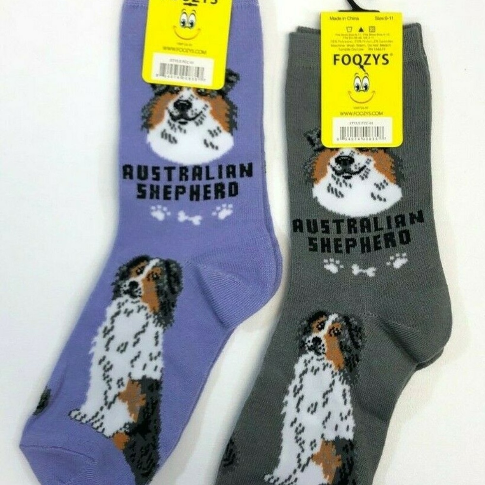 2 PAIRS Foozys Women's Socks AUSTRALIAN SHEPHERD - Picture 4 of 4